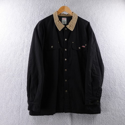 #ad Dickies Mens Black Quilted Lined Workwear Jacket Corduroy Collar Size Large $52.25