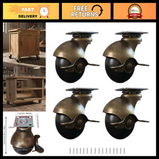 Set of 4 Vintage Brass 1.5" Ball Casters - Heavy Duty Furniture Wheels with Scre