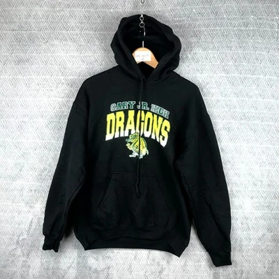 Cary Jr. High Dragons Sweat Capuche Homme M Noir Coton Heavy Blend Graphique - Photo 1/4