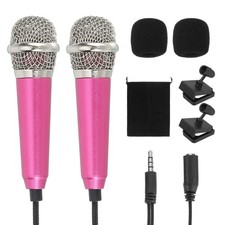 2Pcs Tiny Microphone with Sponge Cover, Holder and Drawstring Bag Rose 