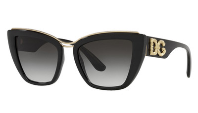New DOLCE & GABBANA DG6144 501/8G 54mm Black Gold Oversized Sunglasses Italy