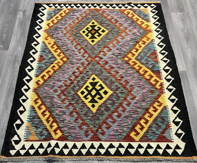 Vintage Kilim Traditional Hand Made Oriental Wool Kilim 5ft10inx3ft 178cmx140cm