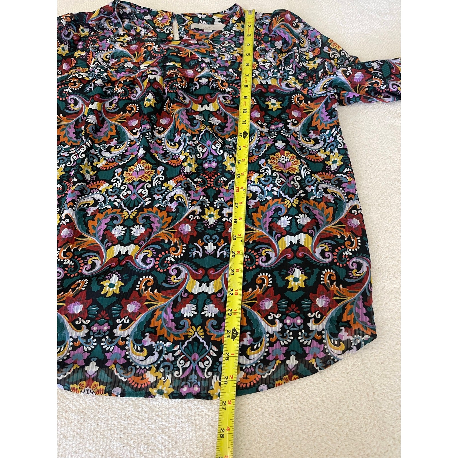 Loft Women's Floral Paisley Long Sleeve Green L Pastoral Garden Cottage Academia