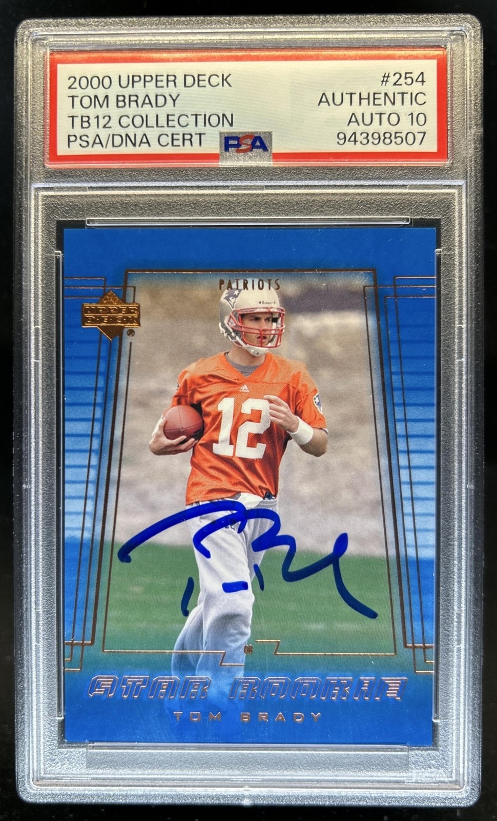 2000 Upper Deck Tom Brady IP Auto Autograph Rookie RC #254 Patriots PSA AUTH 10