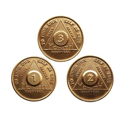 wendells AA Alcoholics Anonymous Medallion Set 30 60 90 Days 1 2 3 Month Bron...