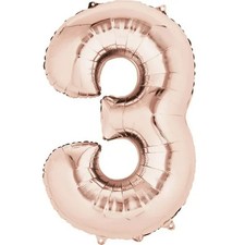 Anagram Number  3  Single PC 34  Mylar Balloon - Rose Gold