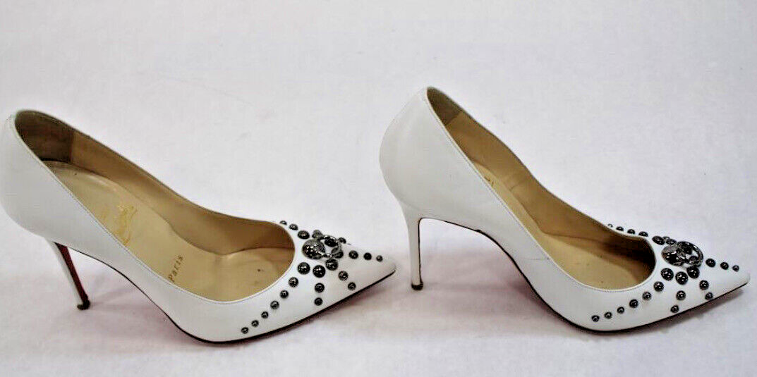 Christian Louboutin White Leather Door Knock Pump (Size 36