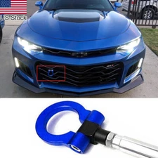  Blue Track Racing Style Aluminum Tow Hook Ring For 2016-23 6th Gen Chevy Camaro