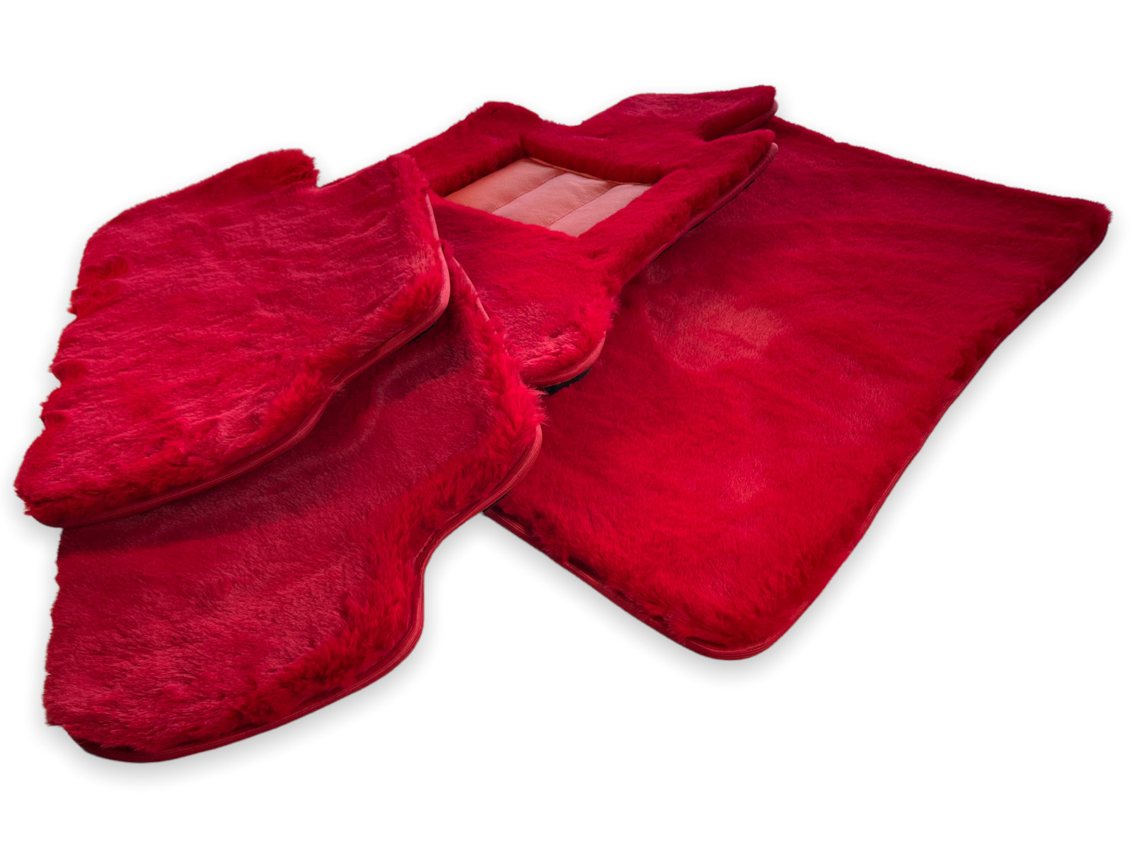 Red Sheepskin Floor Mats For Rolls Royce Ghost 2010-2019 ER56 Design