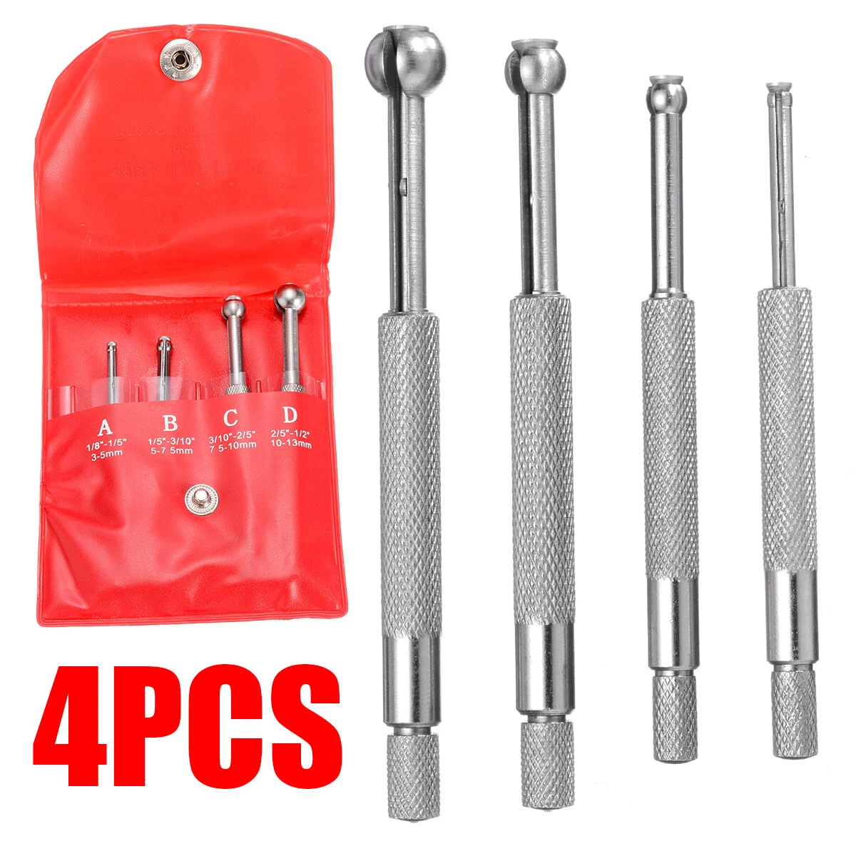 4pcs 3 13mm Small Hole Bore Gauge Set Full Ball Type Gage 1 8 1 2