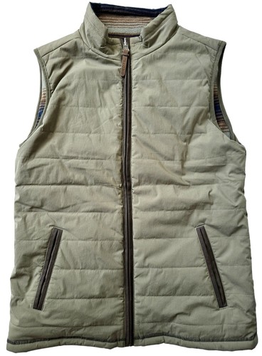 Dakota Grizzly Vest Men’s Medium Striped Quilt Puffer Army Green Fleece Lined - Picture 10 of 11