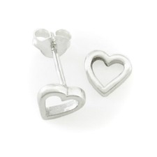 8mm Open Heart Post Earrings in '925' Sterling Silver - Price REDUCED 