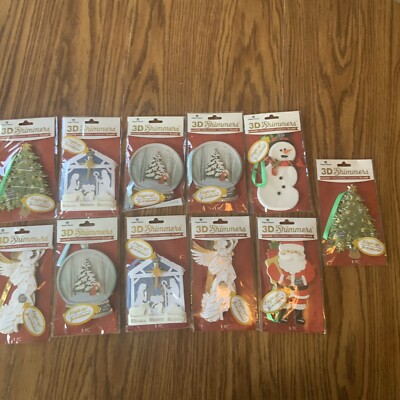 Lot 11 3D Shimmers lighted embellishment ornament. Eclaire Christmas Tree Santa