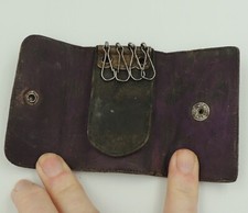 Antique Tri-fold Leather 4 Key Holder Organizer Wallet Spring Hooks 1920's?