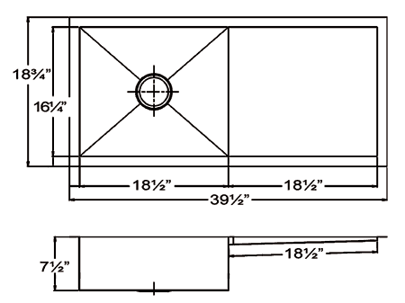 Whitehaus WHNCM4019 Stainless Steel 40'' Single Kitchen Sink w/ Drainboard - Picture 2 of 2