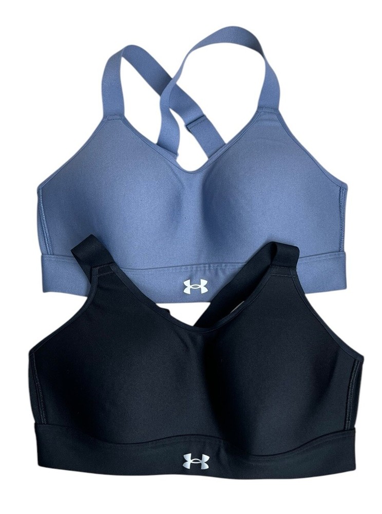Under Armour Womens Small 2 Pack Continuum High Sports Bra Blue & Black