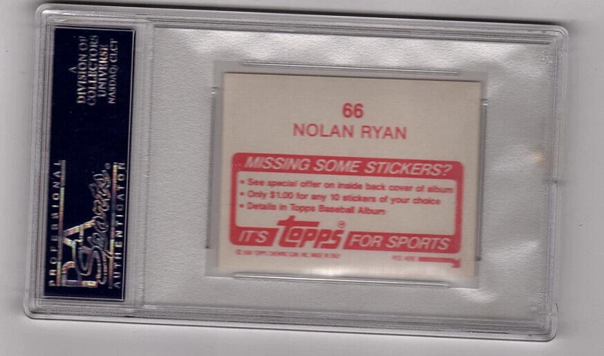 Pegatinas Topps Nolan Ryan 1984 #66 PSA 7 casi nuevas Astros de Houston Foto 2 de 2