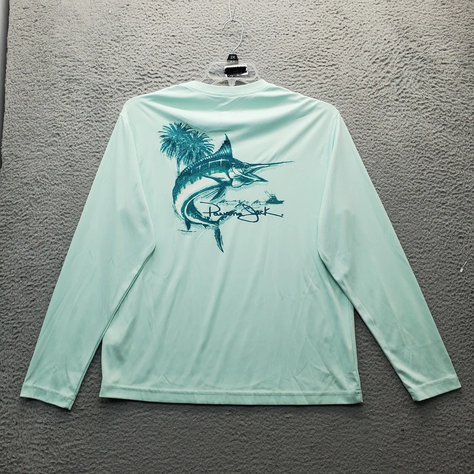 Camiseta Panama Jack Para Hombre Mediana Verde Absorbente Secado Rápido Manga Larga Cuello Redondo Foto 2 de 4