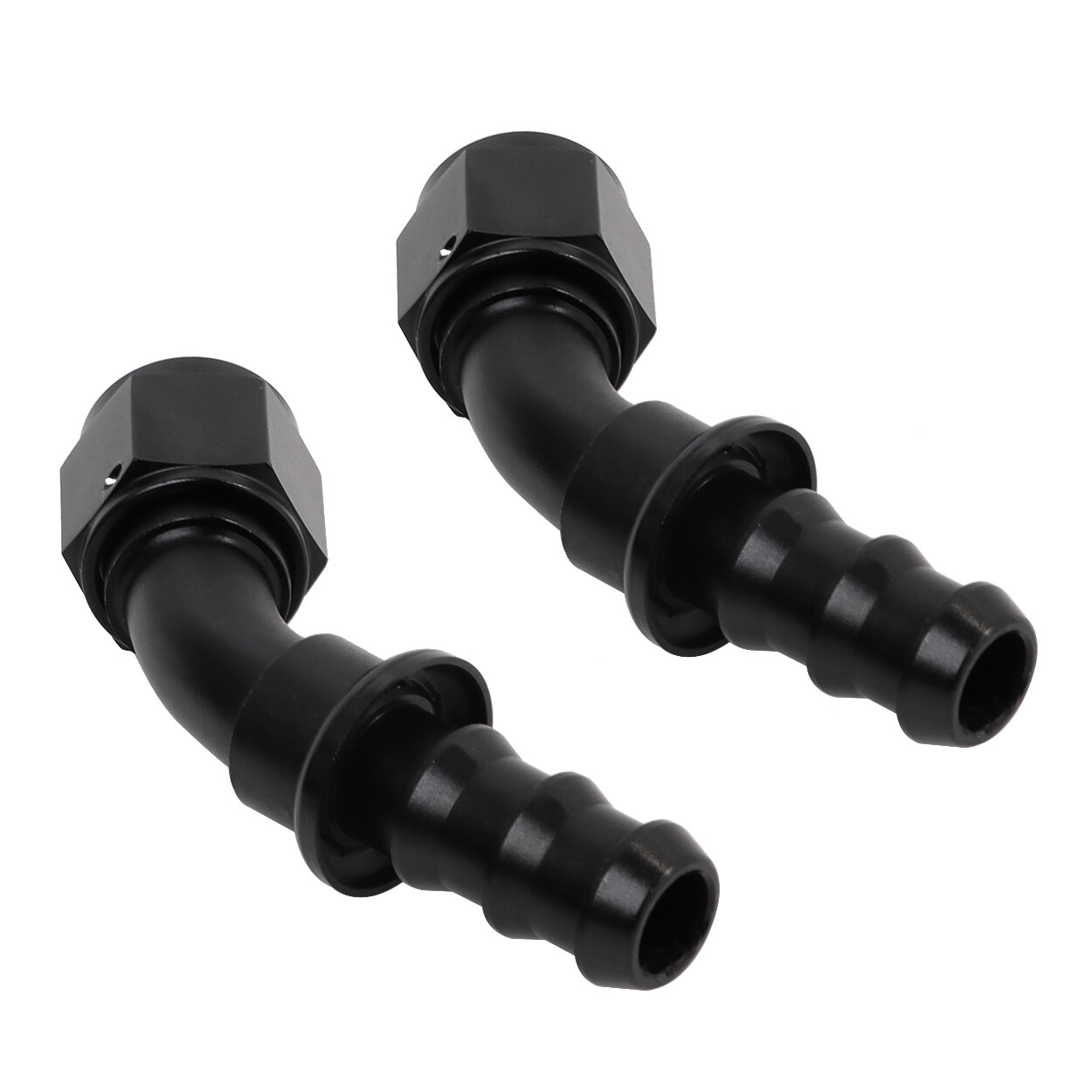 LokoCar 6AN Push Lock Hose Barb Fittings AN6 45° 45 Degree End Black