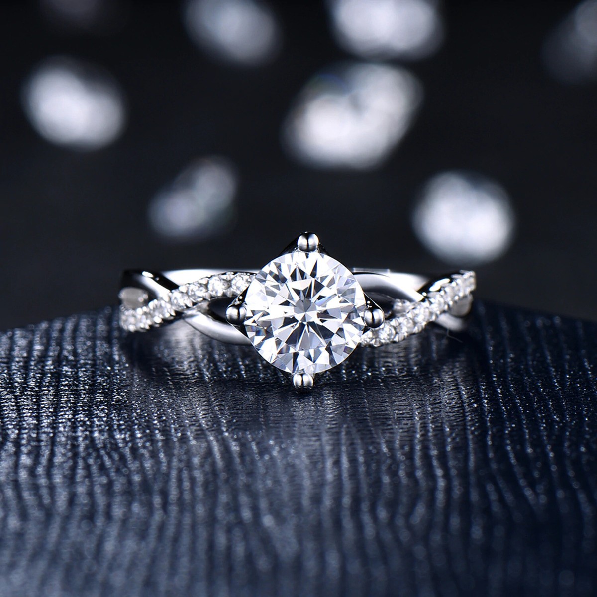 1.30Ct White Round CZ Crossover Shank Wedding Ring In 925 Sterling