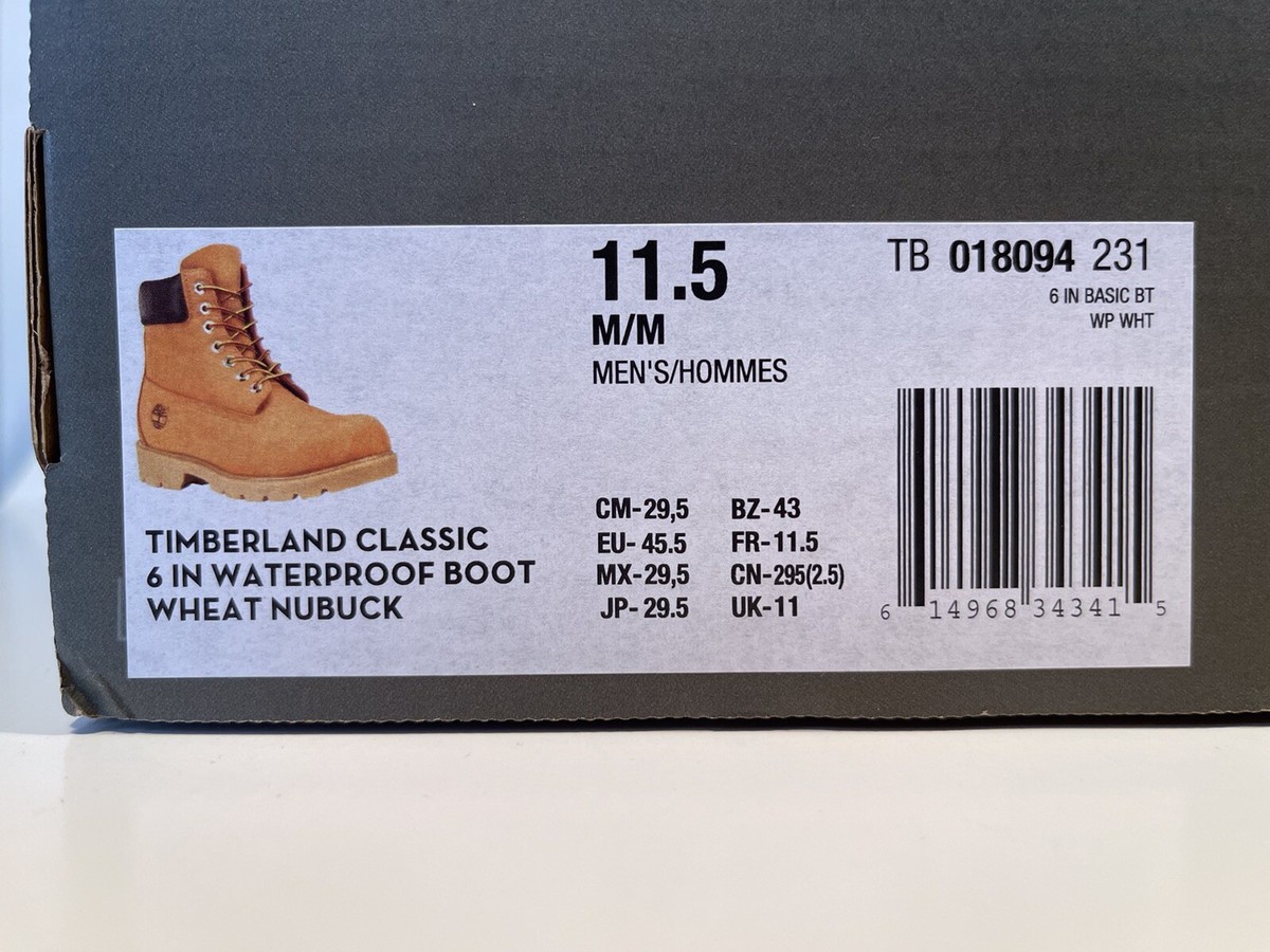 Timberland 019079 Classic 6 Inch Waterproof Boot Wheat Nubuck Mens 11.5 Box Men main image 4