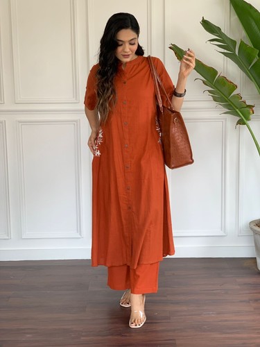 Women Designer South Cotton Kurti Cord Set Indian Bollywood Tunic Kurta Pant Set