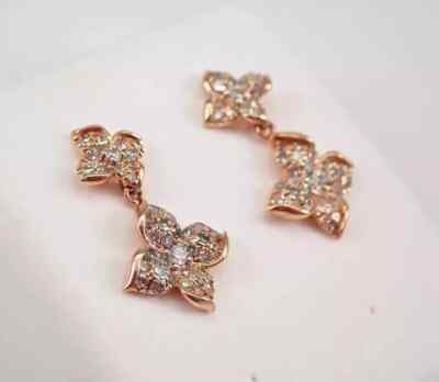 2Ct Round Cut Simulated Diamond Drop/Dangle Earring 14K Rose Gold Plated