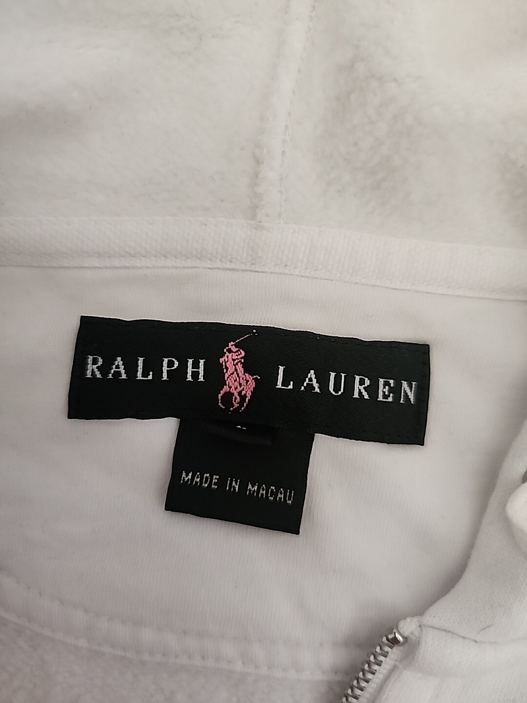 Giacca Ralph Lauren bianca rosa pony con zip taglia L