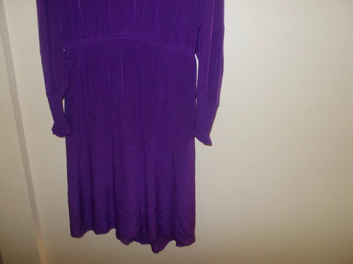 $695 Isabel Marant Yescott Silk Dress Asymmetrical Hem Purple sz