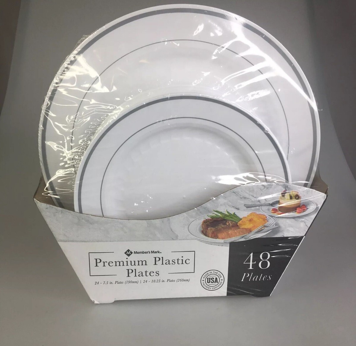 Premium Heavyweight (48) Plastic Plates Members Mark Dinner  Salad