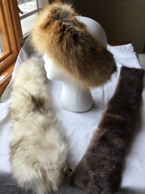Vintage FOX MINK FUR HEADBAND COLLAR Choose:White Fox or 