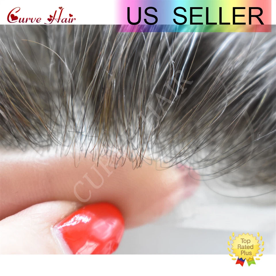 Pieza de cabello humano Toupee para hombre piel ultra delgada bucle en V sistema de reemplazo de cabello para hombres Foto 2 de 4