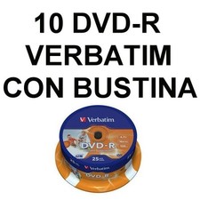 10 DVD-R 4,7 GB VERBATIM 4,7GB VERGINI VUOTI CON BUSTINE CON ALETTA