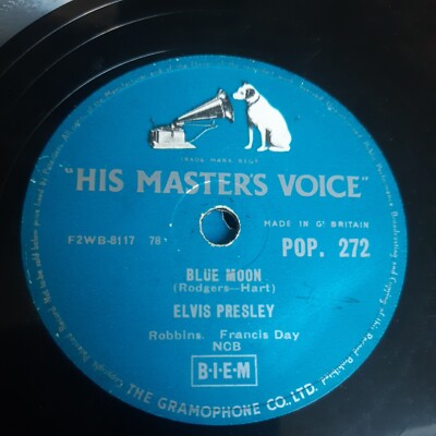 ELVIS PRESLEY UK 1956 H.M.V. BLUE MOON HIS MASTER'S VOICE POP 272 HMV 78 rpm V+