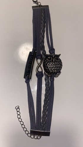 Lederarmband lila, Eule, Hope, Unendlichkeitszeichen - Bild 2 von 3