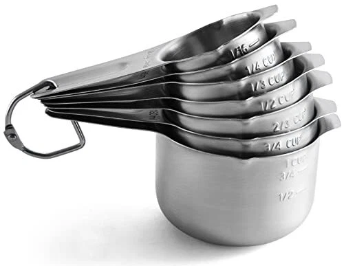 7Pcs Stainless Steel Measuring Cups Stackable Measuring Scoop for Baking Cooking