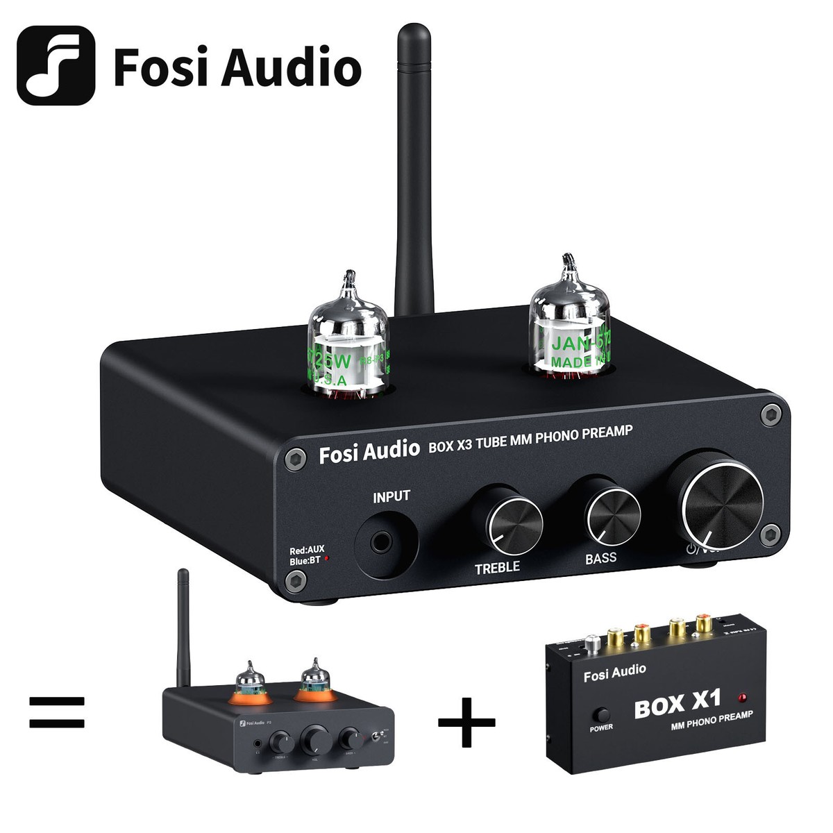 Fosi Audio BOX X3 MM Turntable Amp Bluetooth 5.0 Hi-Fi Tube Phono