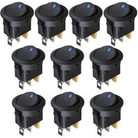 10X 12V Auto Kfz Boot 12V Runde Wippenschalter Led Beleuchtet Wippschalter Blau