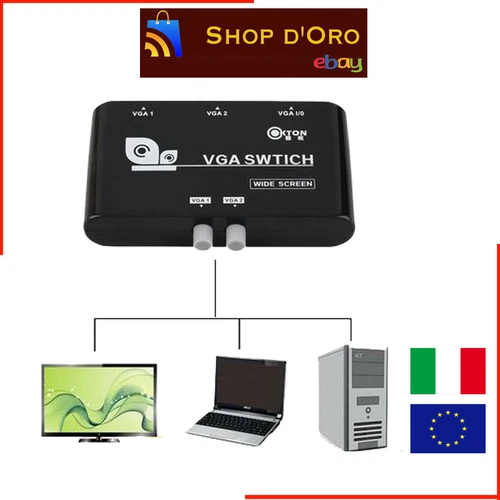 SWITCH COMMUTATORE VGA 2 INGRESSI 1 USCITA SELETTORE LCD TFT VIDEO MONITOR PC