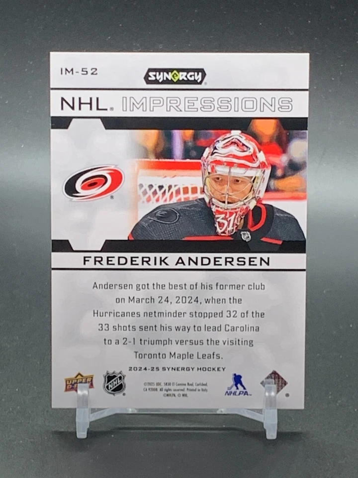 2024-25 Upper Deck Synergy NHL Impressions IM-52 FREDERIK ANDERSEN - Image 2 of 2