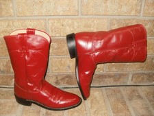 Justin Red Leather Roper Boot Lady's 6 B/Style 3995 MSRP 140 NICE 