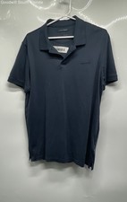 Calvin Klein Mens Blue Cotton Liquid Touch Collared Golf Polo Shirt Size Medium