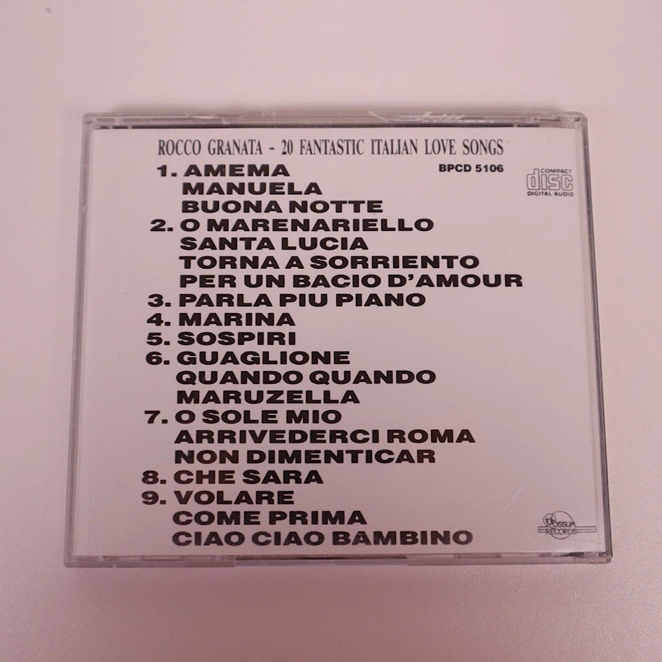 Rocco Granata - 20 Fantásticas Canciones de Amor Italianas CD, 1987 Álbum Italia Italiano Foto 2 de 3