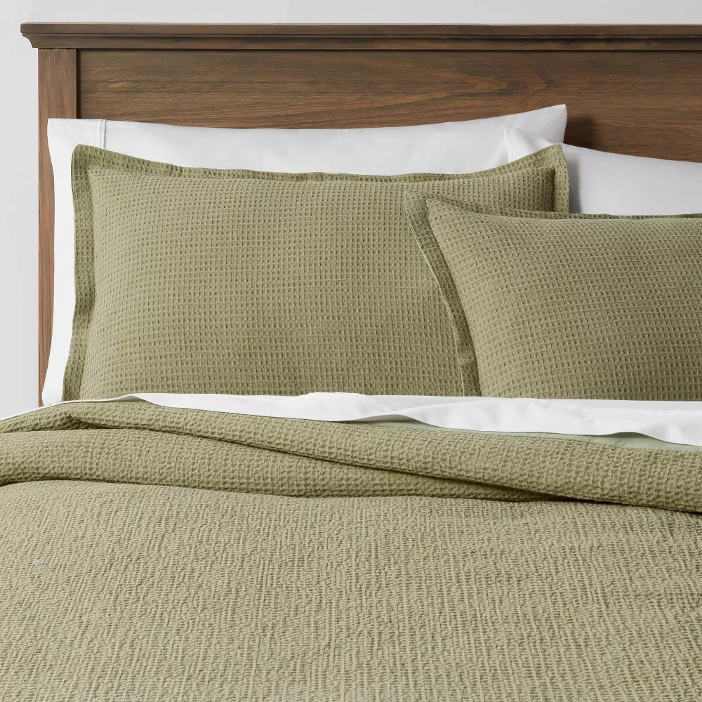 TwinTwin Extra Long Washed Waffle Weave Duvet Cover and Sham Set Sage 3990₽