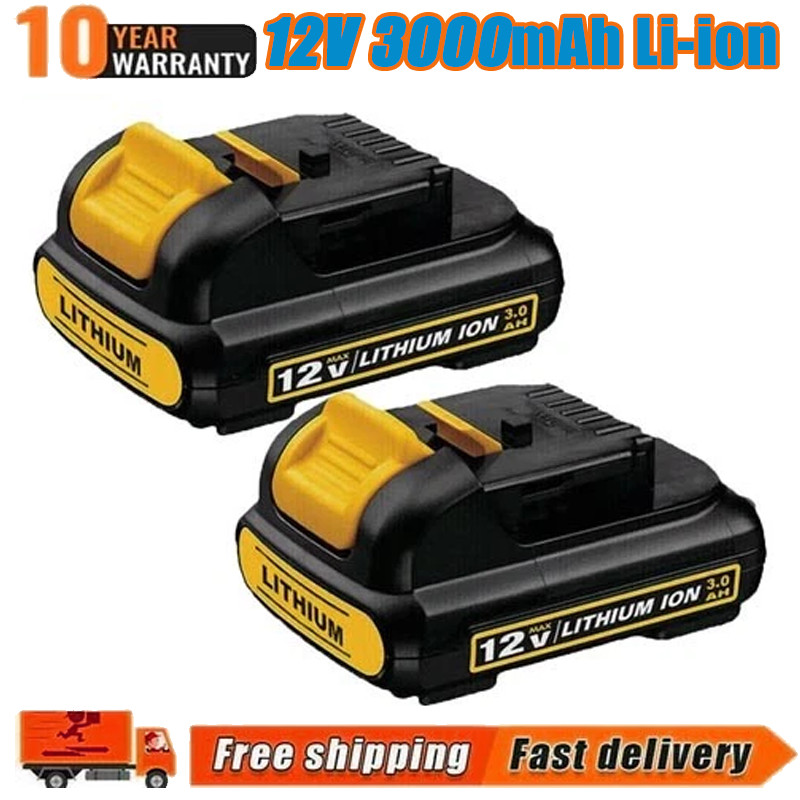 2 Pack Battery 12 Volt For DEWALT DCB120 12V MAX Lithium-Ion DCB127-2 DCB122 NEW