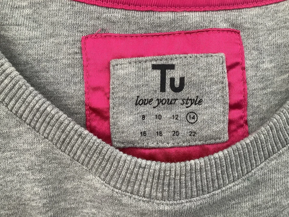 Tu uk 14 grey sweatshirt sequin bead design vgc side zips - Image 4 of 4