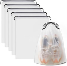 Clear Shoe Bags for Travel 5 PCS, 15.7" x 11.8" Drawstring Travel Shoe Bags