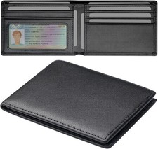 Genuine Leather Slim Wallet for Men, Thin RFID Blocking Bifold Mens Wallet Fr...