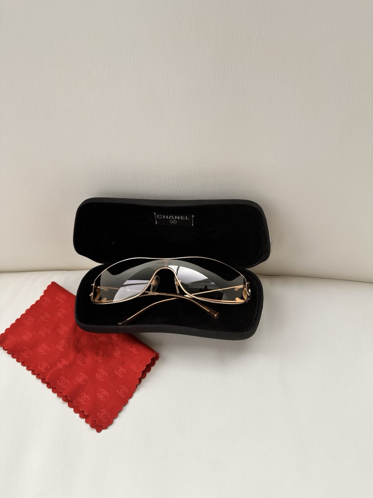 Authentic Chanel Shield Sunglasses with Swarovski… - image 1