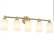 Vanity Light 32" 5 Lights Milk Glass Shade Bathroom Vanity Light